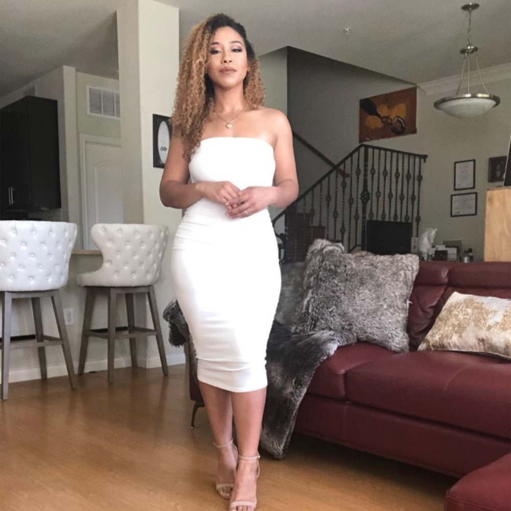 White Bodycon Strapless Dress